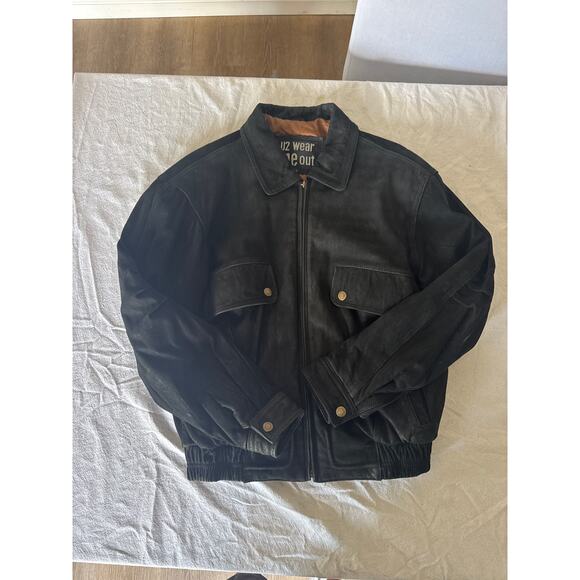U2 Wear Me Out Genuine Leather Jacket Black Bomber Made in Korea Size S - Picture 3 of 10